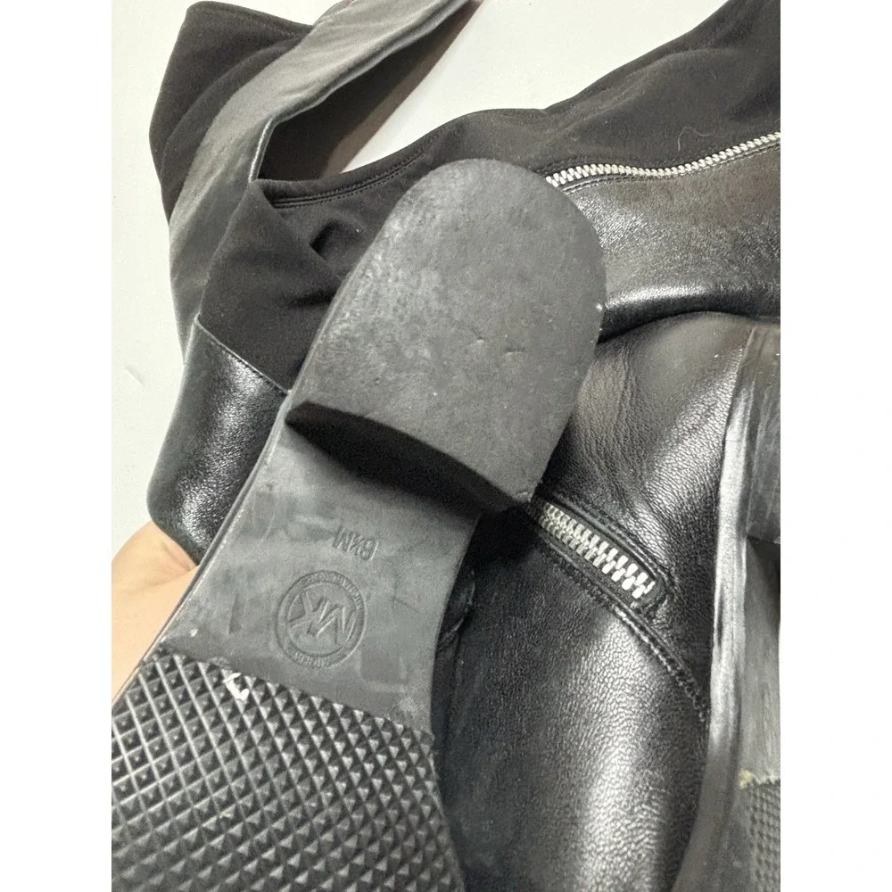 MICHAEL KORS BROMLEY 50/50 SILVER LOGO ZIPPER BOOTS WOMEN 6.5 M OLD MONEY CLASSY - Picture 6 of 9